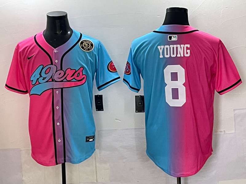 Men 2025 San Francisco 49ers #8 Young Pink Blue pink Nike Limited NFL Jersey 0012